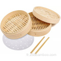 100% naturel Bamboo Dumpling Steamer Panier à vapeur alimentaire